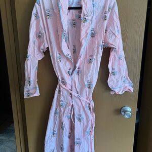 Pink Bee Print Women's Robe